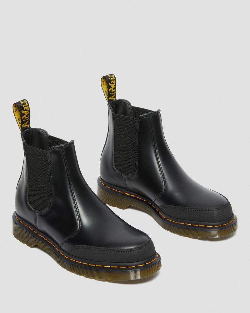 Men's Dr Martens 2976 Guard Panel Leather Ankle Boots Black | AU 420OKI